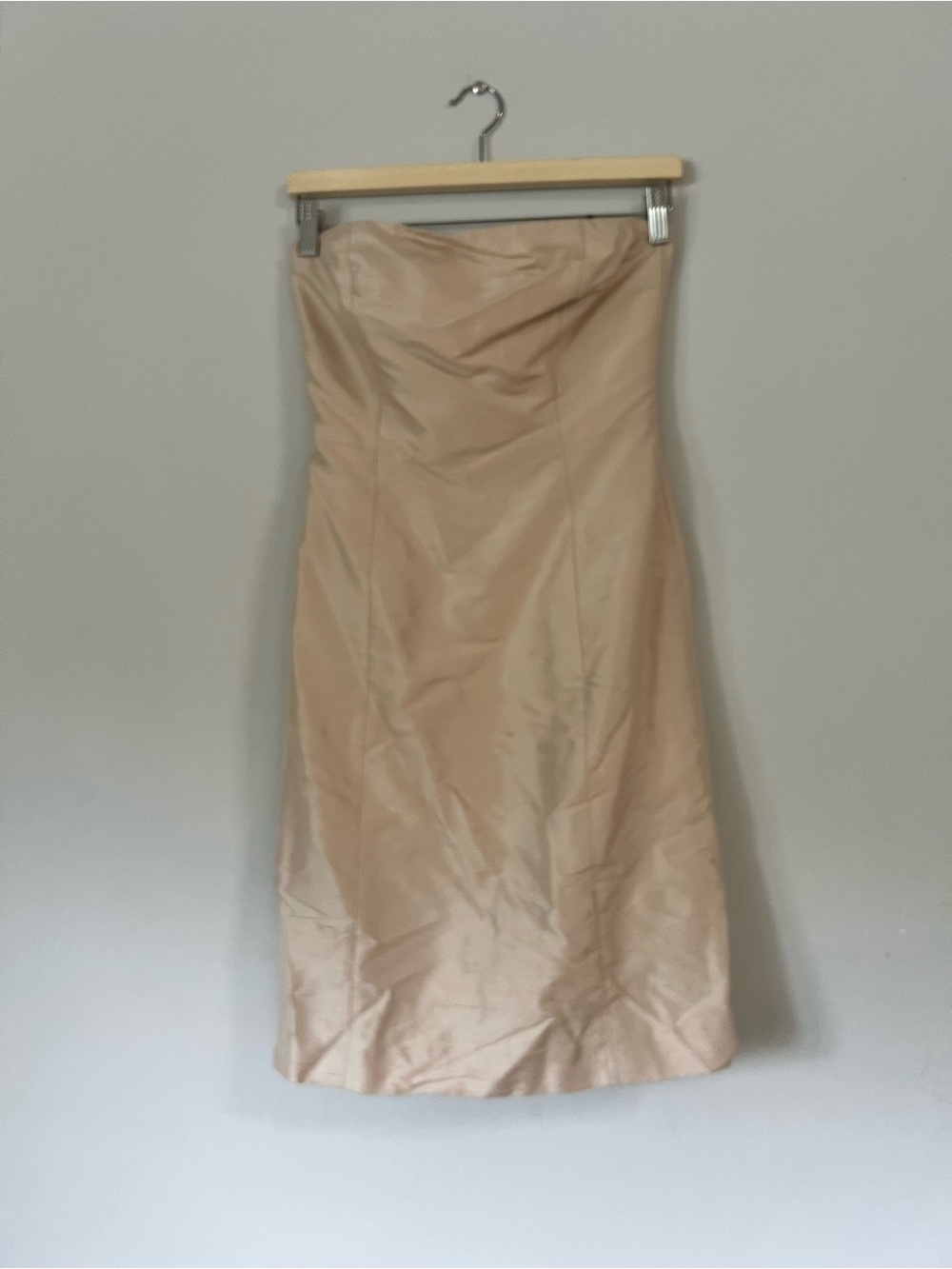 Vintage Ann Taylor 100% Silk Strapless Cream Sheath Dress